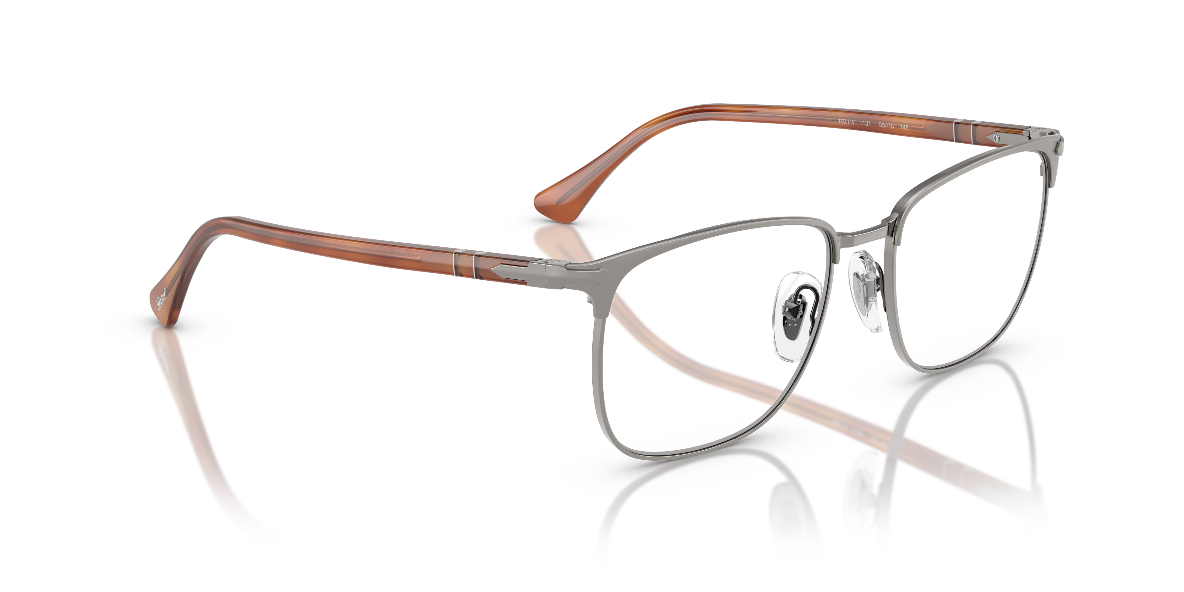 メガネ Persol FW24 Persol - 0PO1021V - 1131 (0PO1021V 1131) Persol 0PO1021V 1131 Gun Metal/Clear Square Shape 55mm
