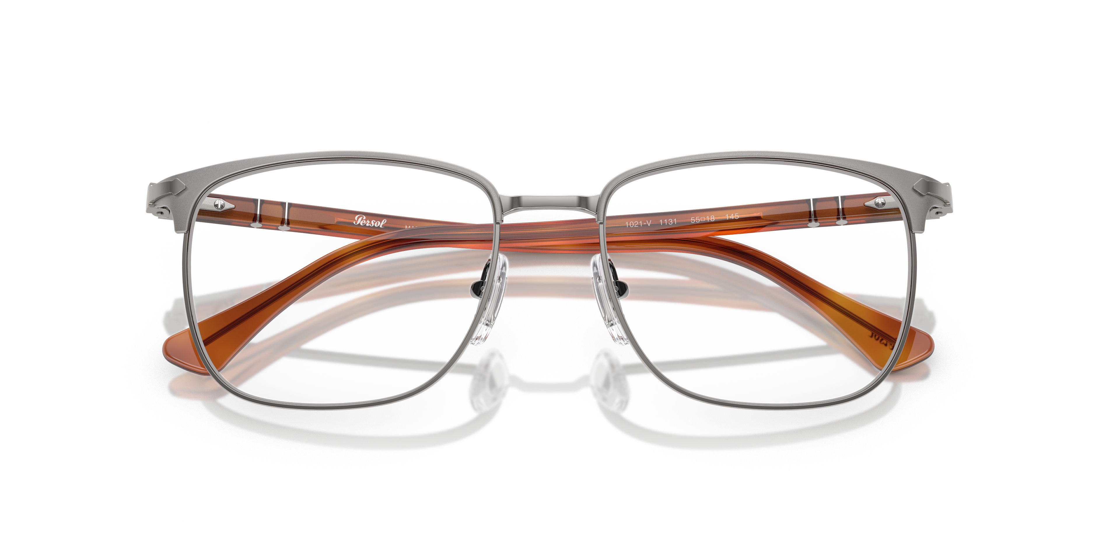 メガネ Persol FW24 Persol - 0PO1021V - 1124 (0PO1021V 1124) Persol 0PO1021V 1124 Brown/ Clear Square Shape 53mm Unisex