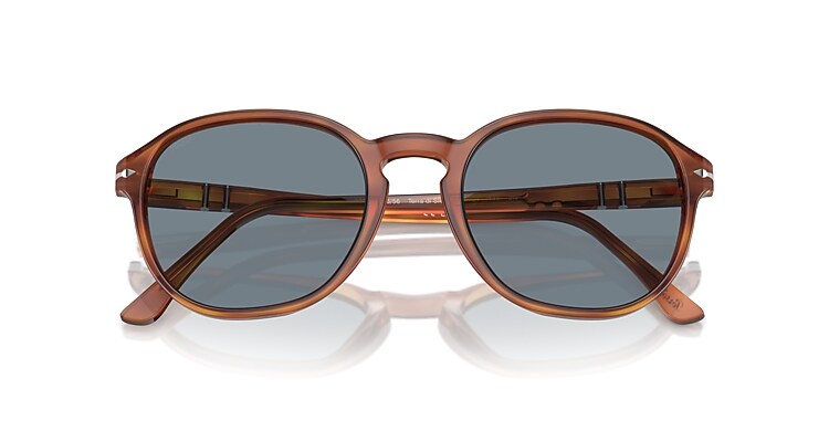 Occhiali Da Sole Persol 0PO3375S 96/56 Terra Di Siena/Azzurro - Quadrato 52mm - Foto 4