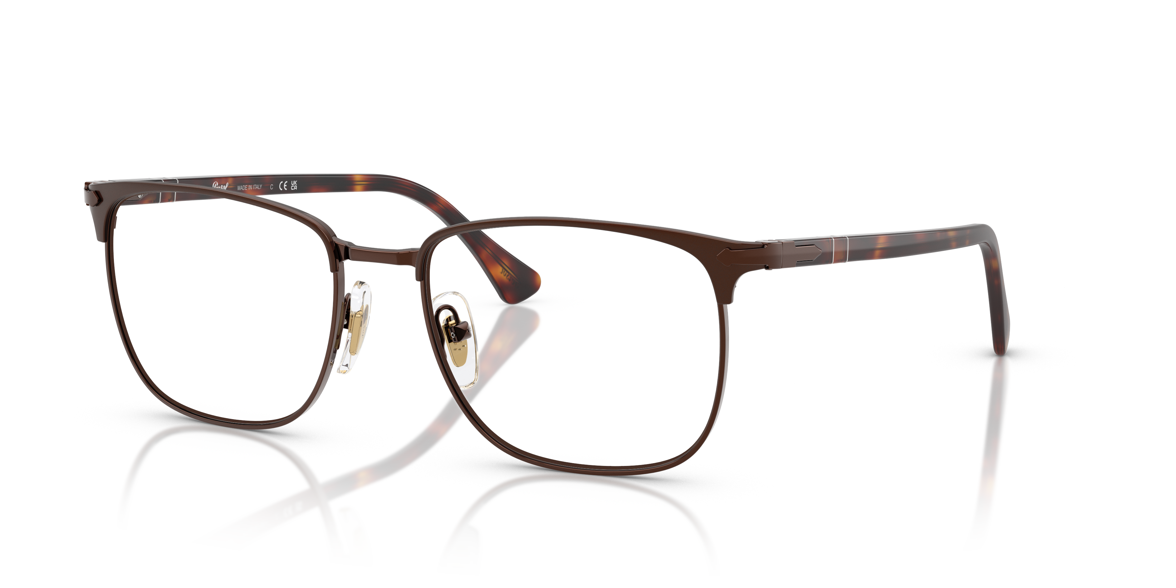 メガネ Persol FW24 Persol - 0PO1021V - 1124 (0PO1021V 1124) Persol 0PO1021V 1124 Brown/ Clear Square Shape 53mm Unisex