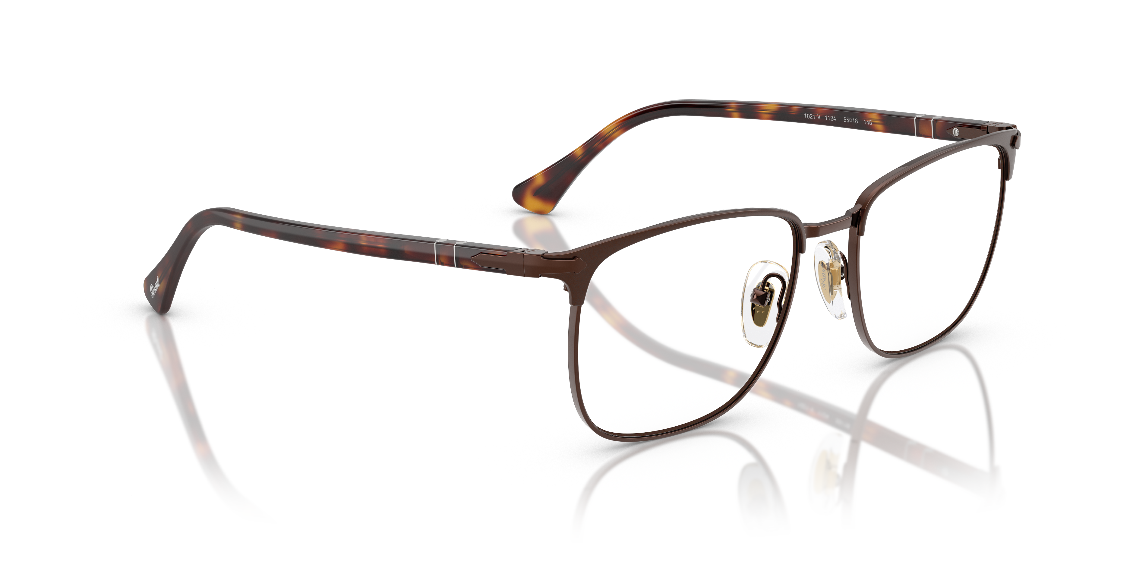 メガネ Persol FW24 Persol - 0PO1021V - 1124 (0PO1021V 1124) Persol 0PO1021V 1124 Brown/ Clear Square Shape 53mm Unisex