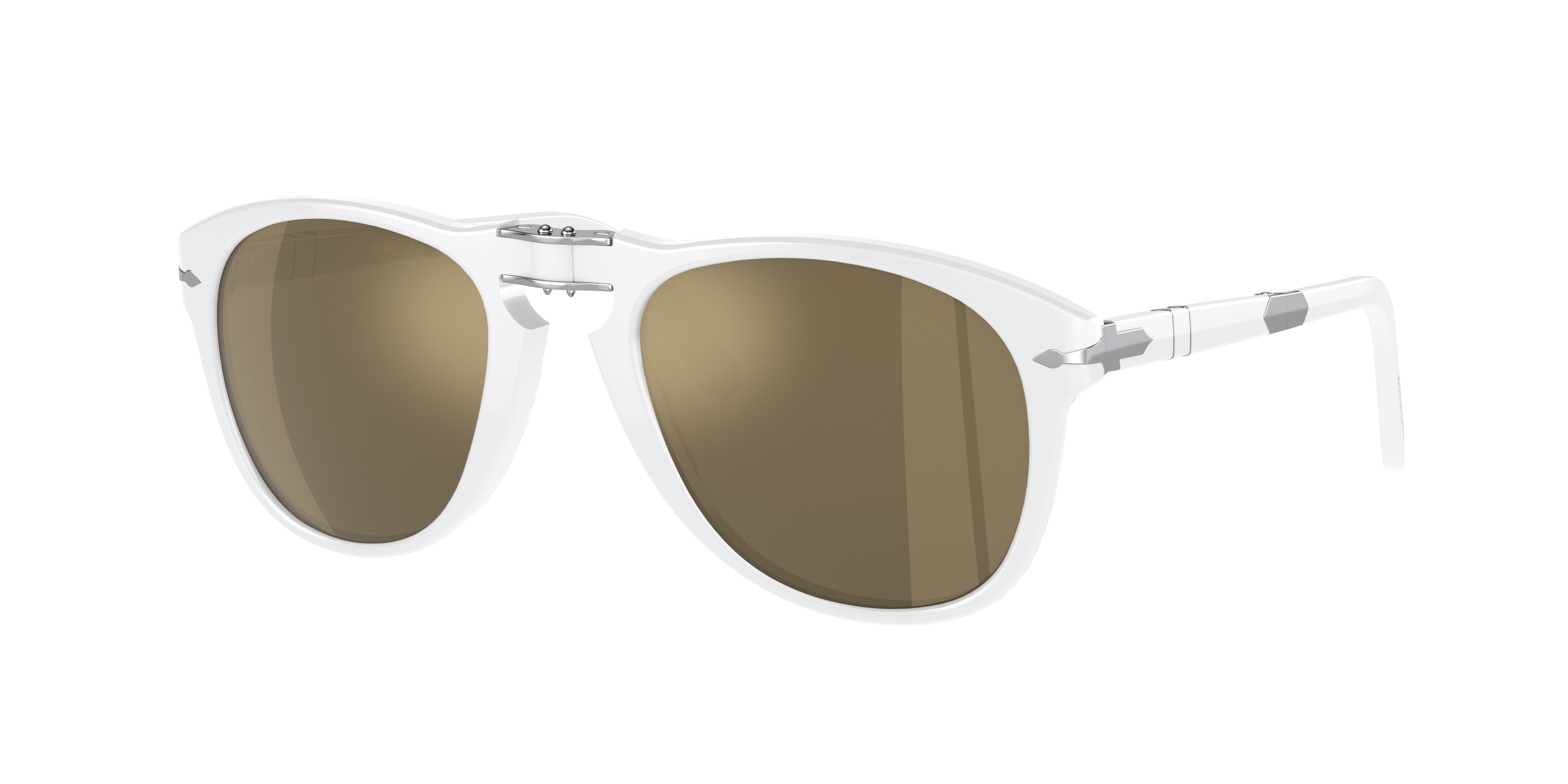 Shop Persol 714sm In Clear Mirror 24k Gold Plated